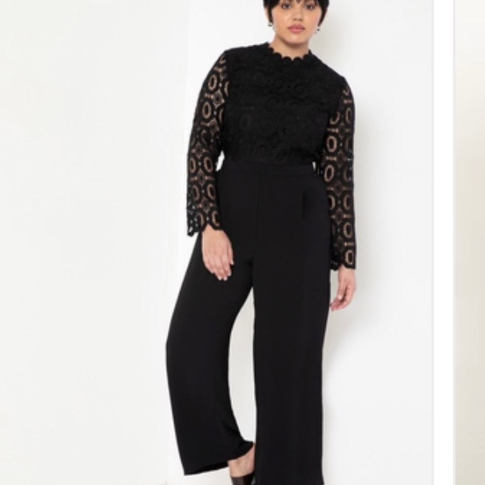 NWT Black Lace Wide Leg Jumpsuit